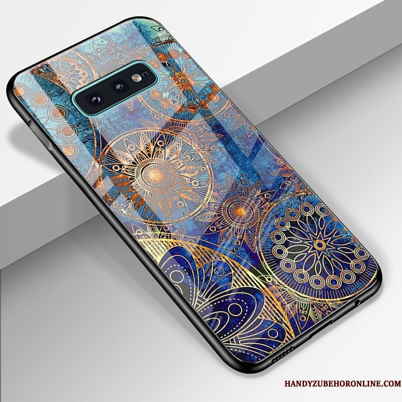 Hoesje Samsung Galaxy S10e Spotprent Sterrenhemel High End, Hoes Samsung Galaxy S10e Scheppend Donkerblauw Gehard Glas