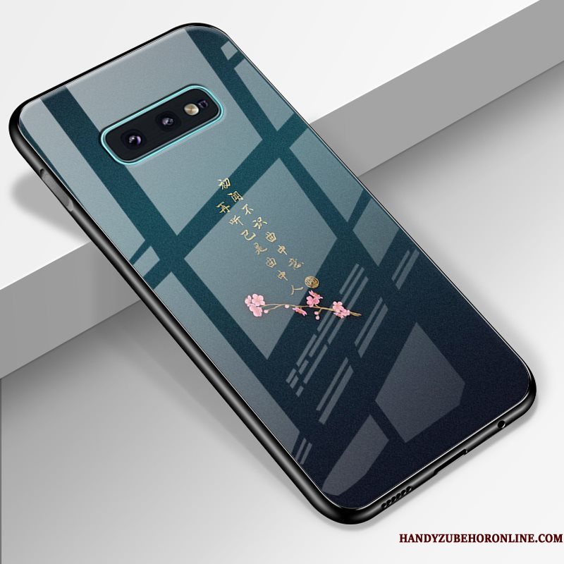 Hoesje Samsung Galaxy S10e Spotprent Sterrenhemel High End, Hoes Samsung Galaxy S10e Scheppend Donkerblauw Gehard Glas