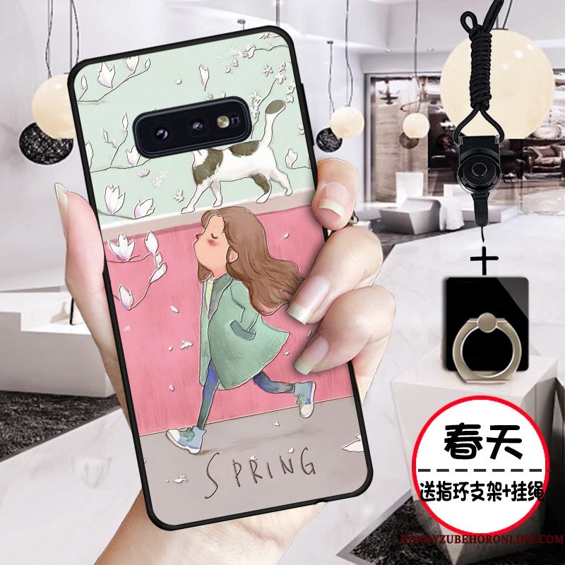 Hoesje Samsung Galaxy S10e Spotprent Zoettelefoon, Hoes Samsung Galaxy S10e Reliëf Driedimensionaal Zwart