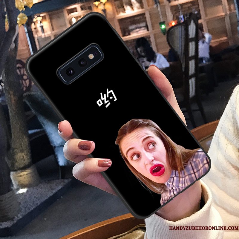 Hoesje Samsung Galaxy S10e Spotprent Zwart Lovers, Hoes Samsung Galaxy S10e Siliconen Telefoon Persoonlijk