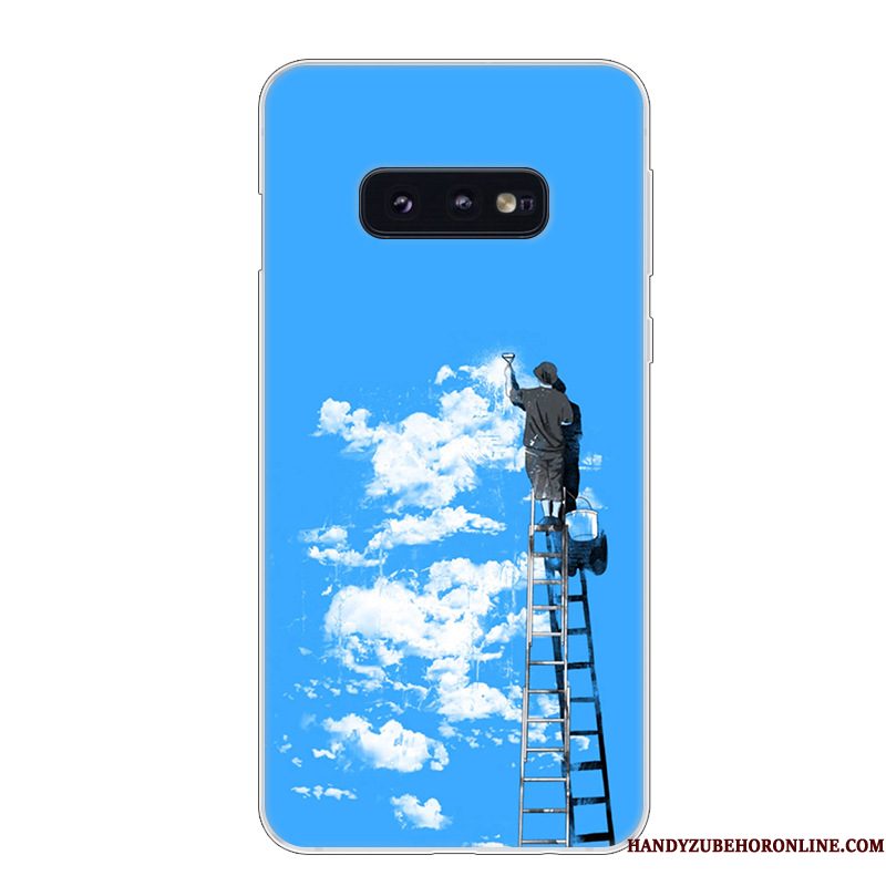 Hoesje Samsung Galaxy S10e Zacht Anti-fall Blauw, Hoes Samsung Galaxy S10e Bescherming Telefoon Wit