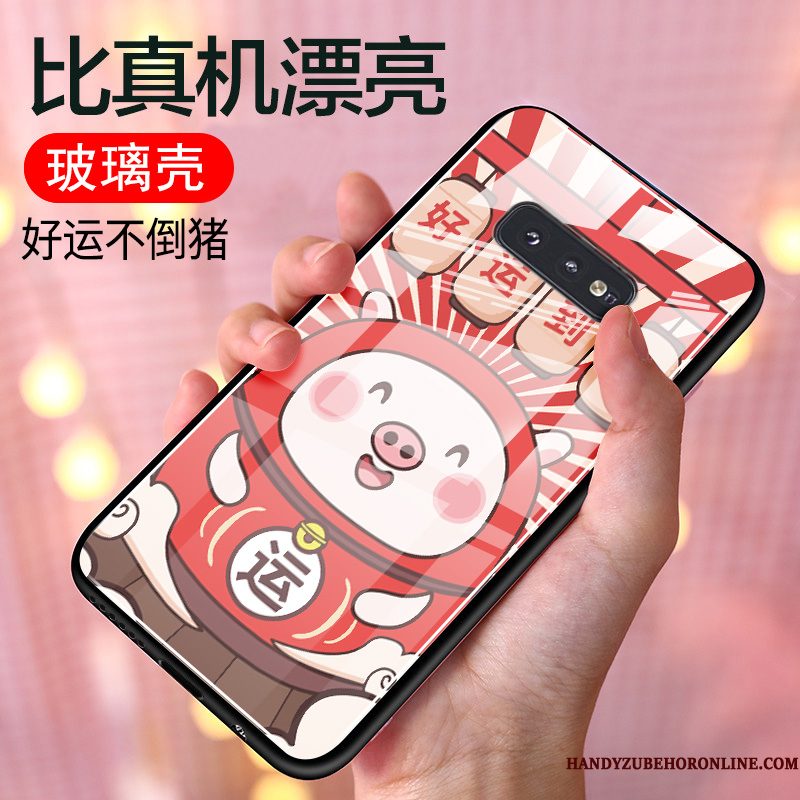 Hoesje Samsung Galaxy S10e Zacht Anti-fall Rood, Hoes Samsung Galaxy S10e Spotprent Glastelefoon