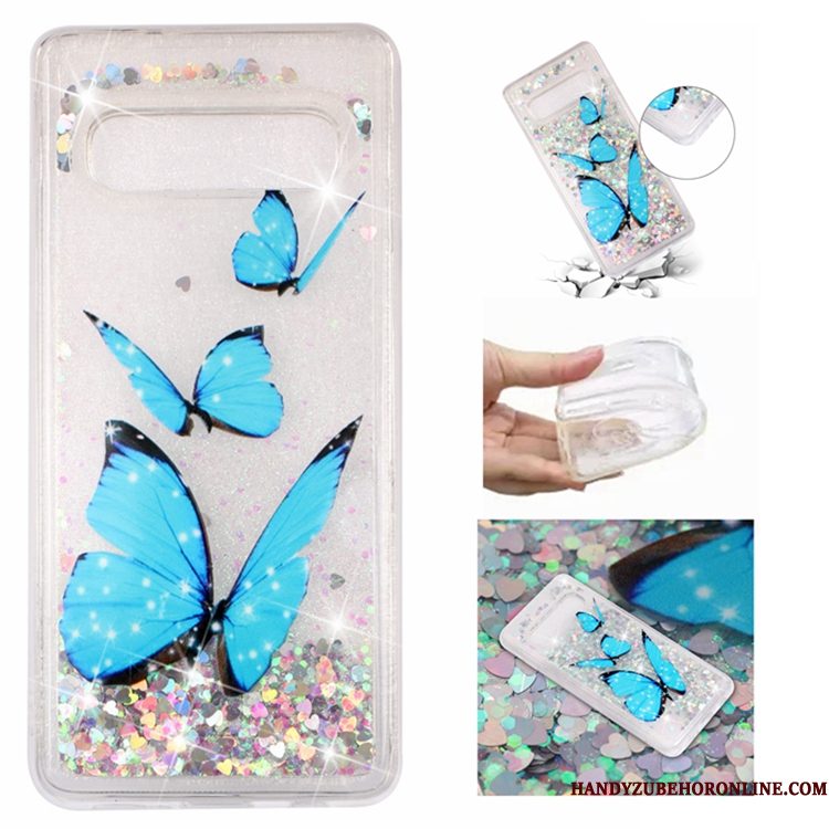 Hoesje Samsung Galaxy S10e Zacht Blauw Vloeistof, Hoes Samsung Galaxy S10e Telefoon Drijfzand