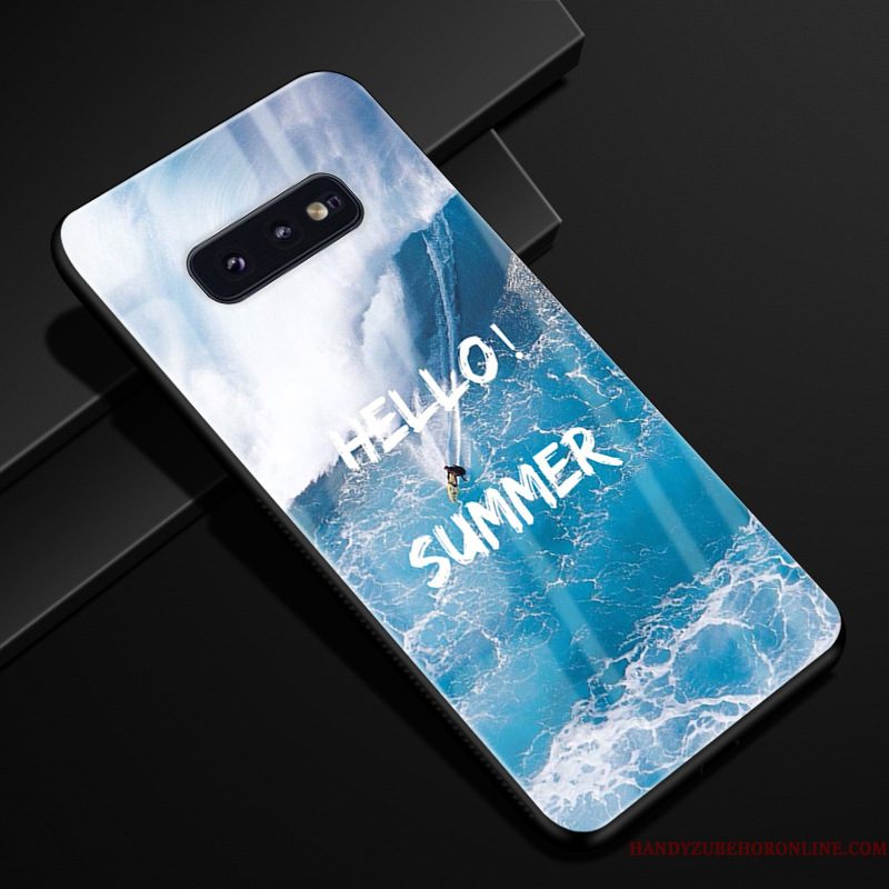 Hoesje Samsung Galaxy S10e Zacht Trend Glas, Hoes Samsung Galaxy S10e Bescherming Blauwtelefoon