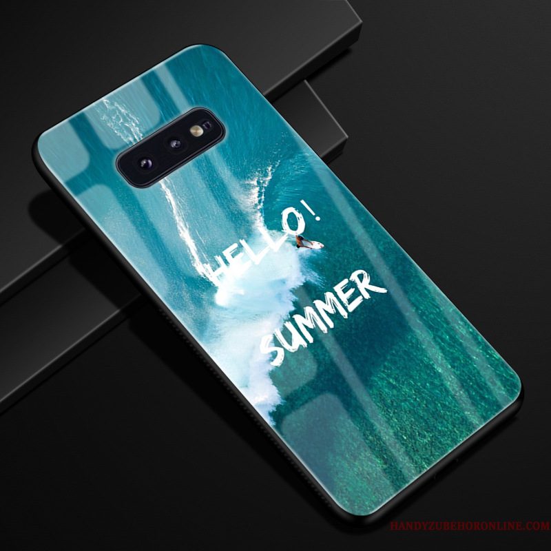 Hoesje Samsung Galaxy S10e Zacht Trend Glas, Hoes Samsung Galaxy S10e Bescherming Blauwtelefoon