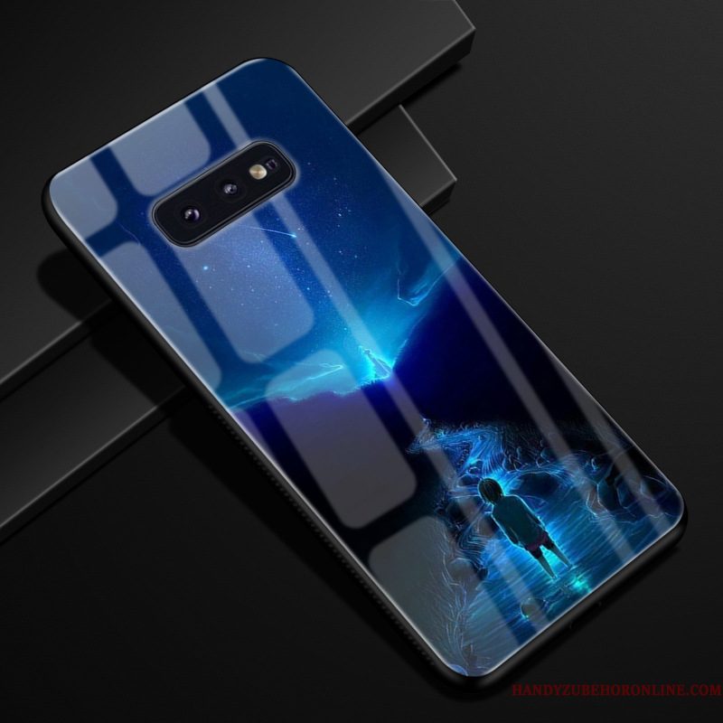 Hoesje Samsung Galaxy S10e Zacht Trend Glas, Hoes Samsung Galaxy S10e Bescherming Blauwtelefoon