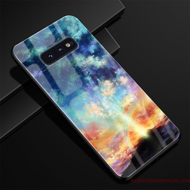 Hoesje Samsung Galaxy S10e Zacht Trend Glas, Hoes Samsung Galaxy S10e Bescherming Blauwtelefoon