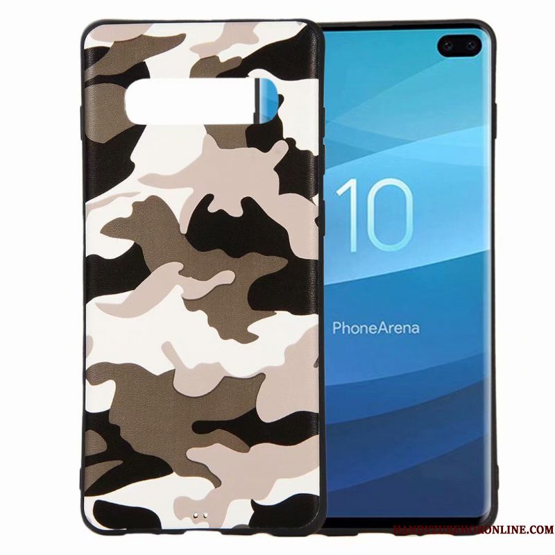 Hoesje Samsung Galaxy S10e Zacht Trendy Merk Camouflage, Hoes Samsung Galaxy S10e Bescherming Groen Schrobben