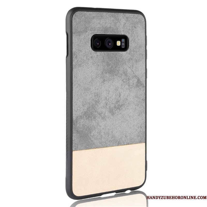 Hoesje Samsung Galaxy S10e Zakken Gemengde Kleuren Denim, Hoes Samsung Galaxy S10e Leer Grijs Hard