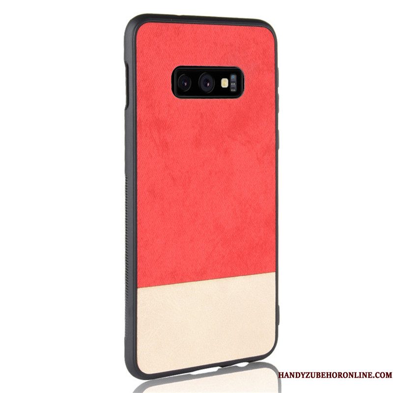 Hoesje Samsung Galaxy S10e Zakken Gemengde Kleuren Denim, Hoes Samsung Galaxy S10e Leer Grijs Hard