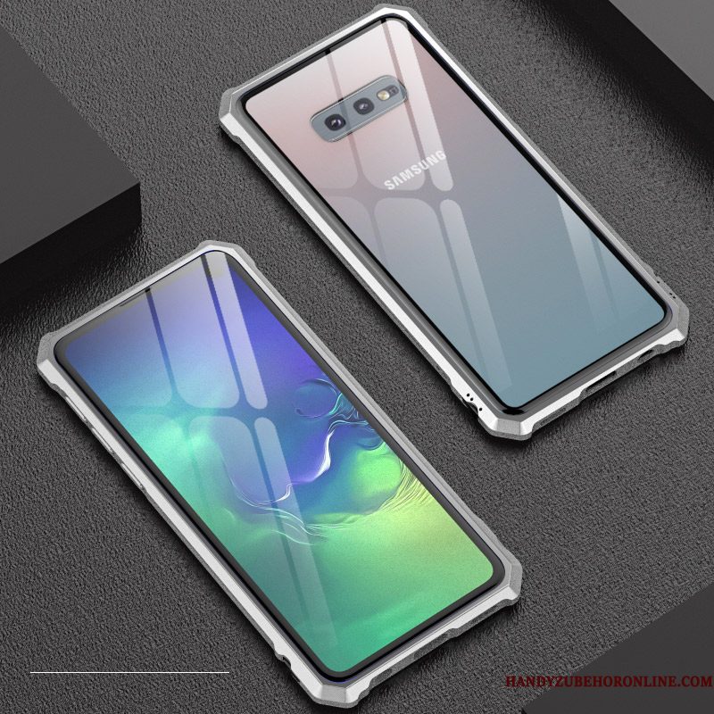 Hoesje Samsung Galaxy S10e Zakken Glas Doorzichtig, Hoes Samsung Galaxy S10e Metaal Dun Anti-fall