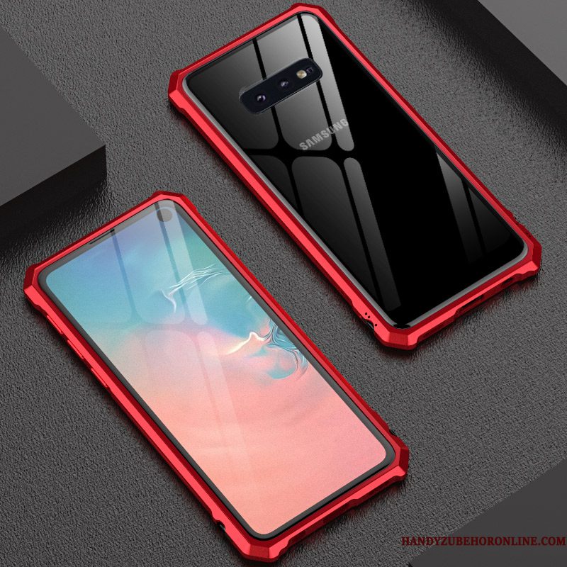 Hoesje Samsung Galaxy S10e Zakken Glas Doorzichtig, Hoes Samsung Galaxy S10e Metaal Dun Anti-fall