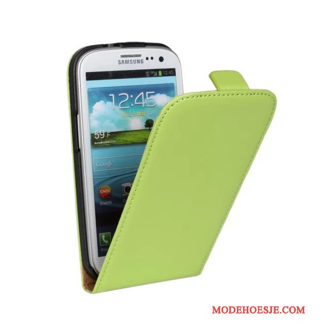 Hoesje Samsung Galaxy S3 Leer Telefoon Geel, Hoes Samsung Galaxy S3 Folio