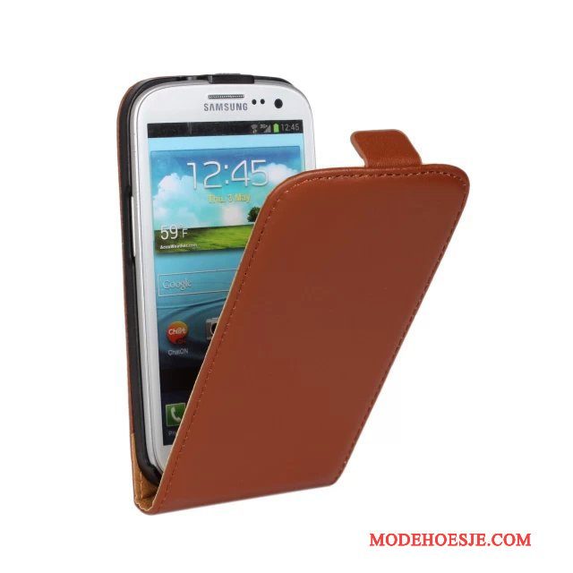 Hoesje Samsung Galaxy S3 Leer Telefoon Geel, Hoes Samsung Galaxy S3 Folio