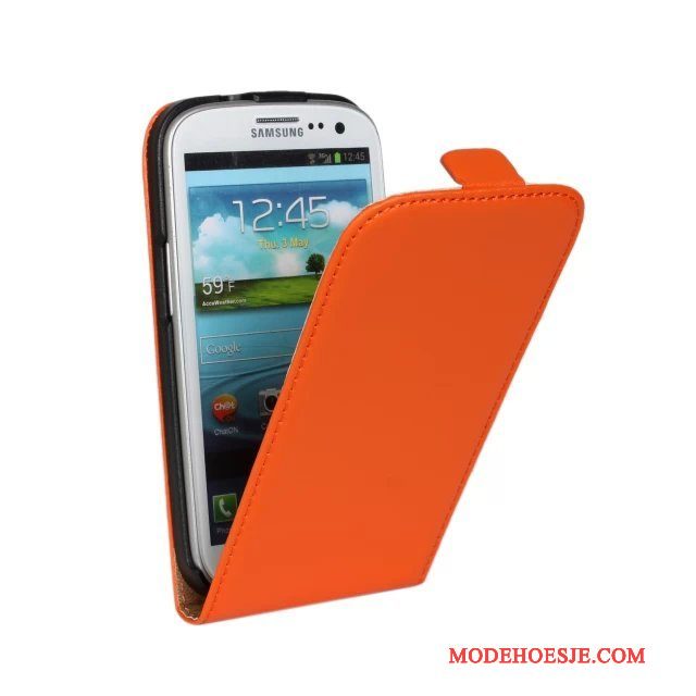 Hoesje Samsung Galaxy S3 Leer Telefoon Geel, Hoes Samsung Galaxy S3 Folio