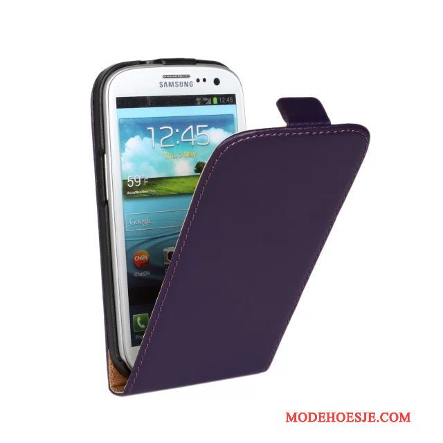 Hoesje Samsung Galaxy S3 Leer Telefoon Geel, Hoes Samsung Galaxy S3 Folio