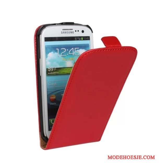 Hoesje Samsung Galaxy S3 Leer Telefoon Geel, Hoes Samsung Galaxy S3 Folio