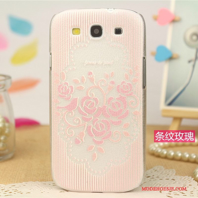 Hoesje Samsung Galaxy S3 Spotprent Patroon Trend, Hoes Samsung Galaxy S3 Leer Telefoon Roze