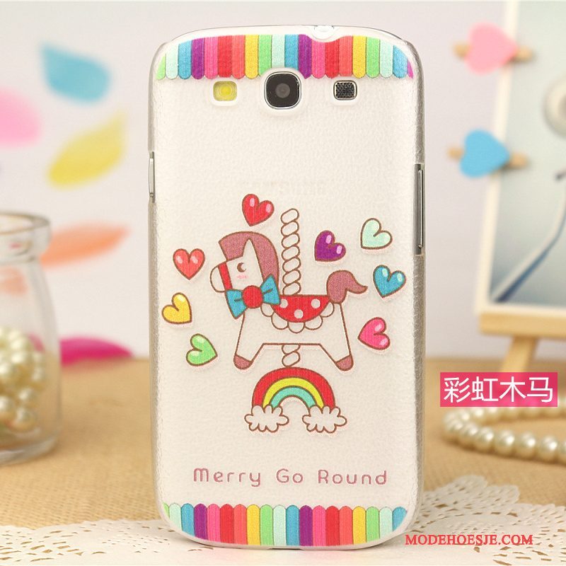 Hoesje Samsung Galaxy S3 Spotprent Patroon Trend, Hoes Samsung Galaxy S3 Leer Telefoon Roze