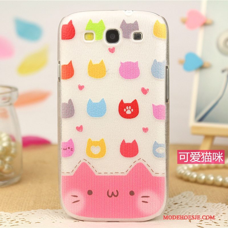 Hoesje Samsung Galaxy S3 Spotprent Patroon Trend, Hoes Samsung Galaxy S3 Leer Telefoon Roze