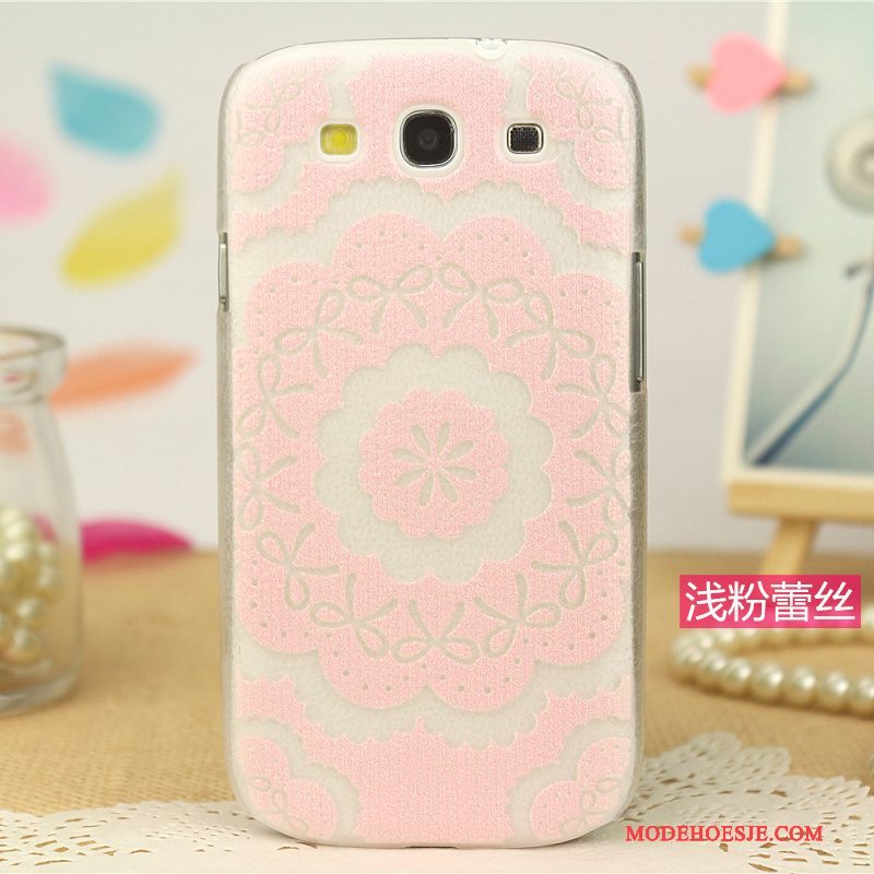 Hoesje Samsung Galaxy S3 Spotprent Patroon Trend, Hoes Samsung Galaxy S3 Leer Telefoon Roze