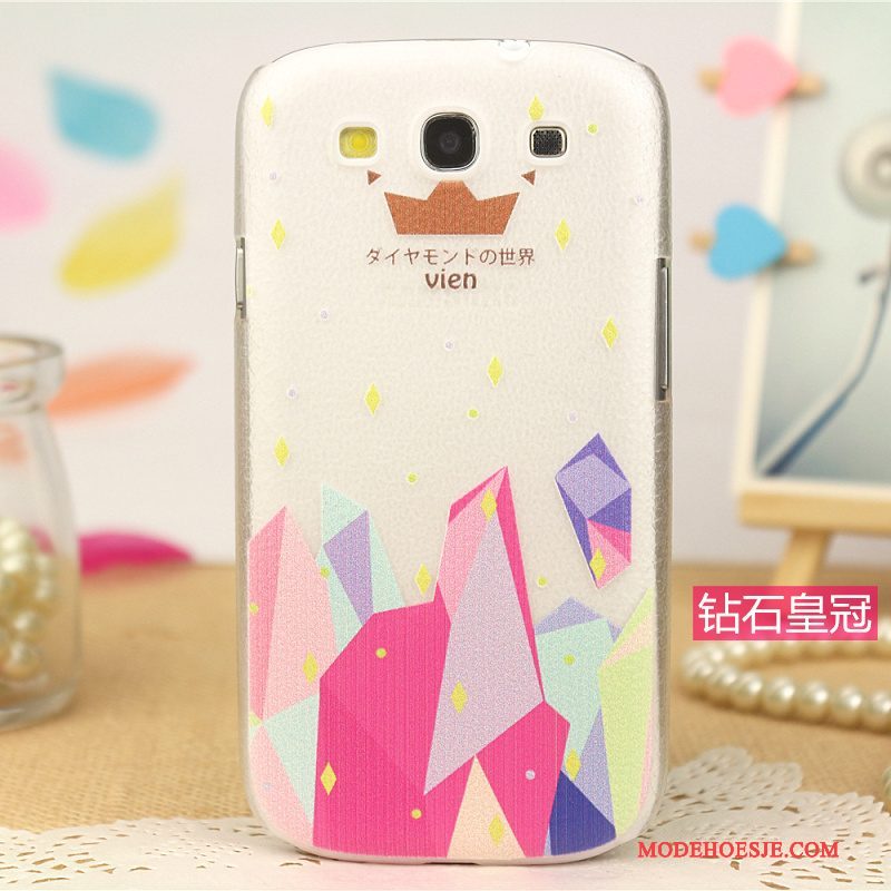 Hoesje Samsung Galaxy S3 Spotprent Patroon Trend, Hoes Samsung Galaxy S3 Leer Telefoon Roze