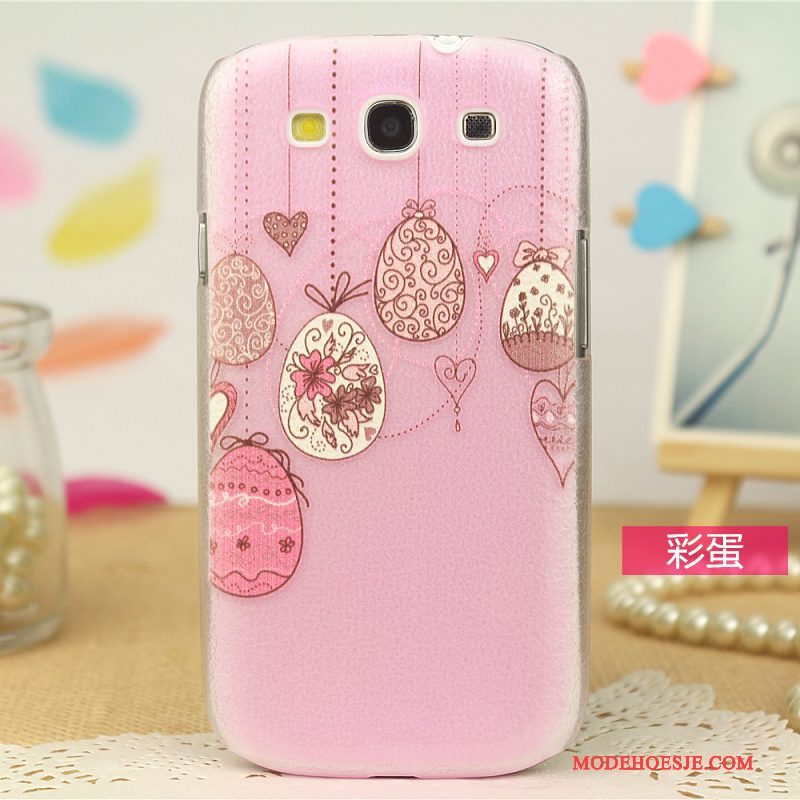 Hoesje Samsung Galaxy S3 Spotprent Patroon Trend, Hoes Samsung Galaxy S3 Leer Telefoon Roze