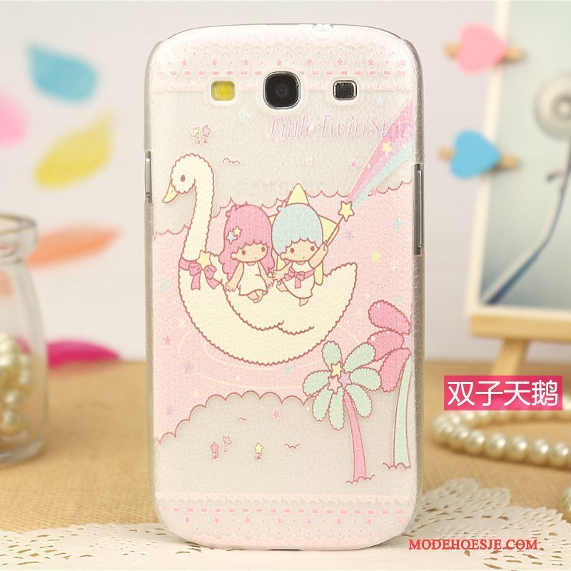 Hoesje Samsung Galaxy S3 Spotprent Patroon Trend, Hoes Samsung Galaxy S3 Leer Telefoon Roze