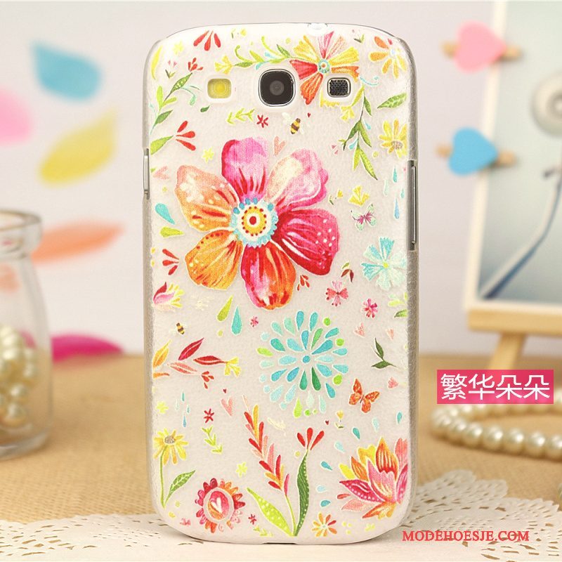 Hoesje Samsung Galaxy S3 Spotprent Patroon Trend, Hoes Samsung Galaxy S3 Leer Telefoon Roze