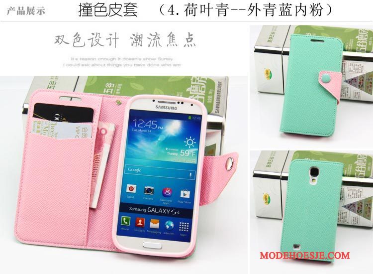 Hoesje Samsung Galaxy S4 Bescherming Groen, Hoes Samsung Galaxy S4 Leer