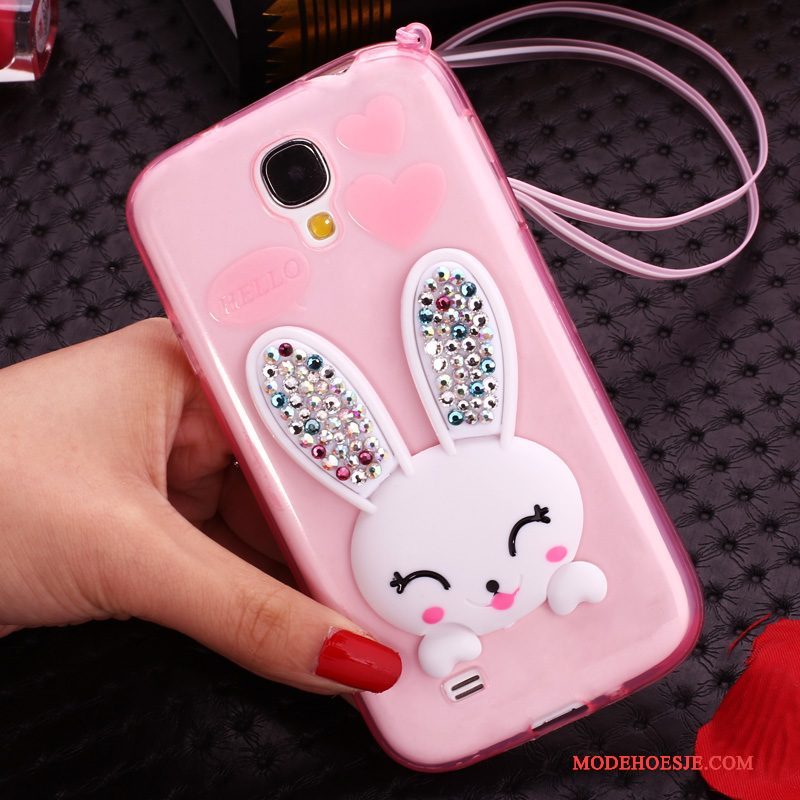 Hoesje Samsung Galaxy S4 Bescherming Pompom Opknoping Nek, Hoes Samsung Galaxy S4 Strass Telefoon Purper