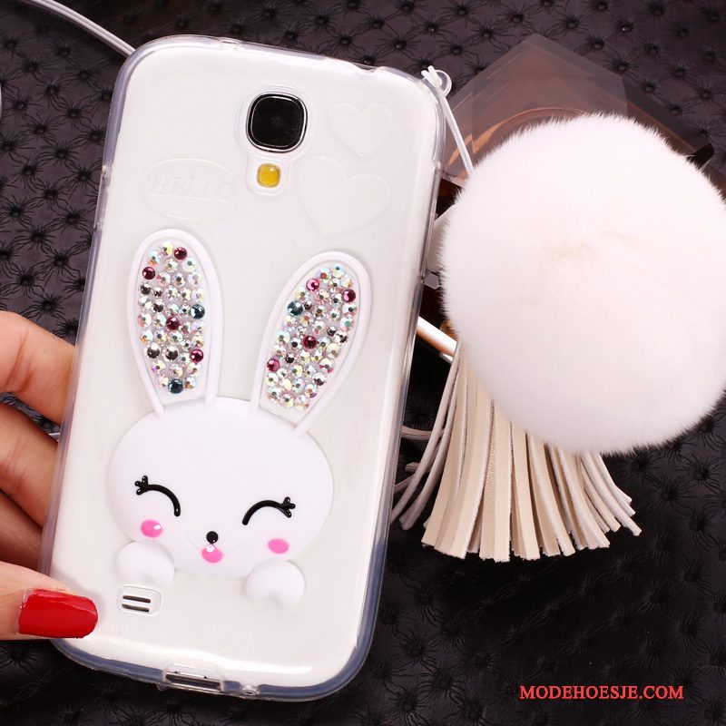 Hoesje Samsung Galaxy S4 Bescherming Pompom Opknoping Nek, Hoes Samsung Galaxy S4 Strass Telefoon Purper