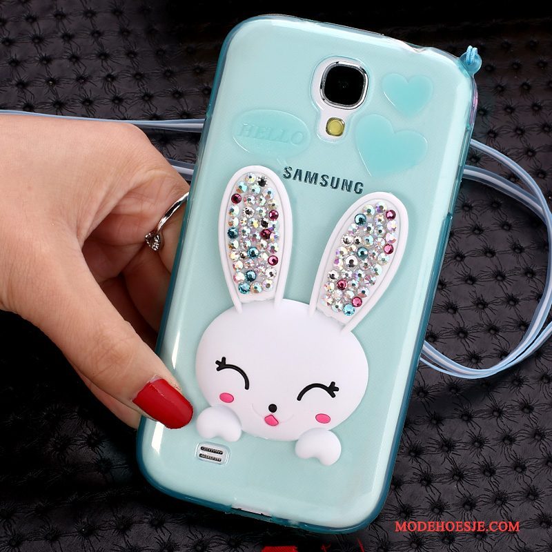 Hoesje Samsung Galaxy S4 Bescherming Pompom Opknoping Nek, Hoes Samsung Galaxy S4 Strass Telefoon Purper
