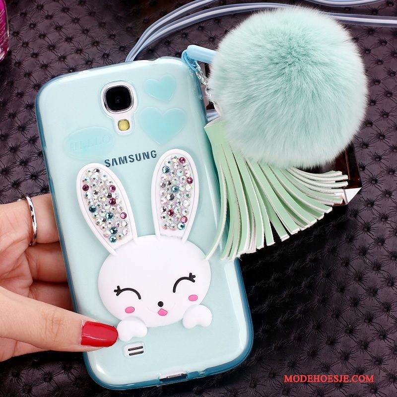 Hoesje Samsung Galaxy S4 Bescherming Pompom Opknoping Nek, Hoes Samsung Galaxy S4 Strass Telefoon Purper