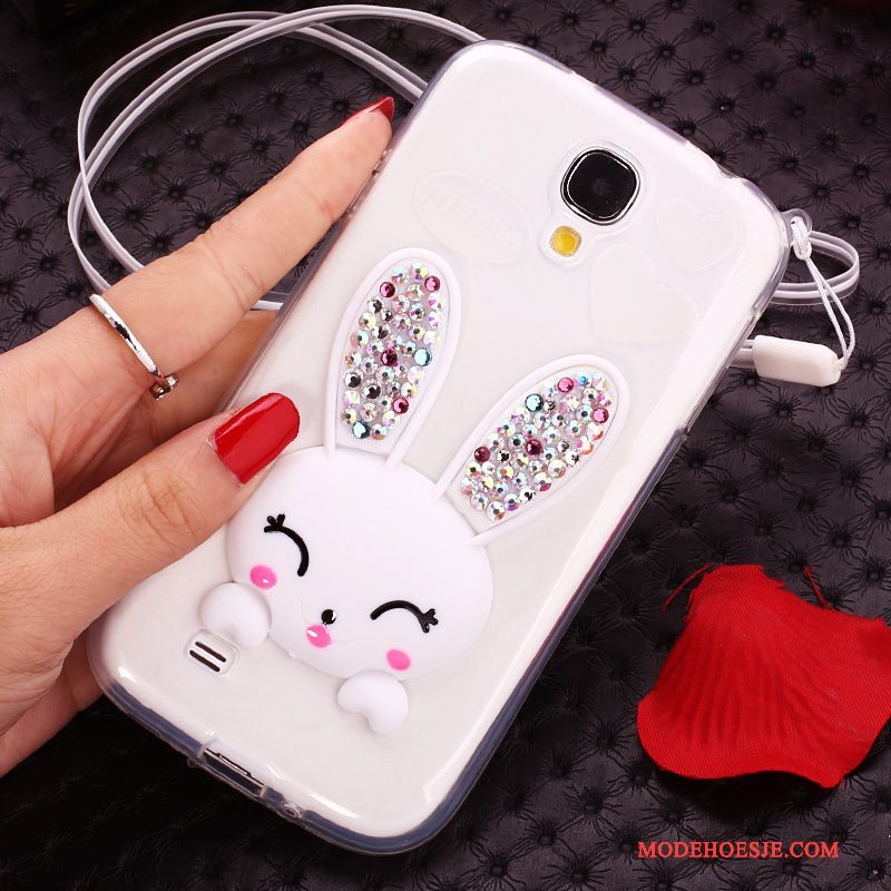 Hoesje Samsung Galaxy S4 Bescherming Pompom Opknoping Nek, Hoes Samsung Galaxy S4 Strass Telefoon Purper