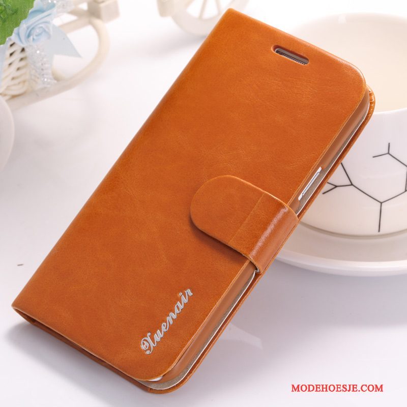 Hoesje Samsung Galaxy S4 Bescherming Telefoon Oranje, Hoes Samsung Galaxy S4 Leer