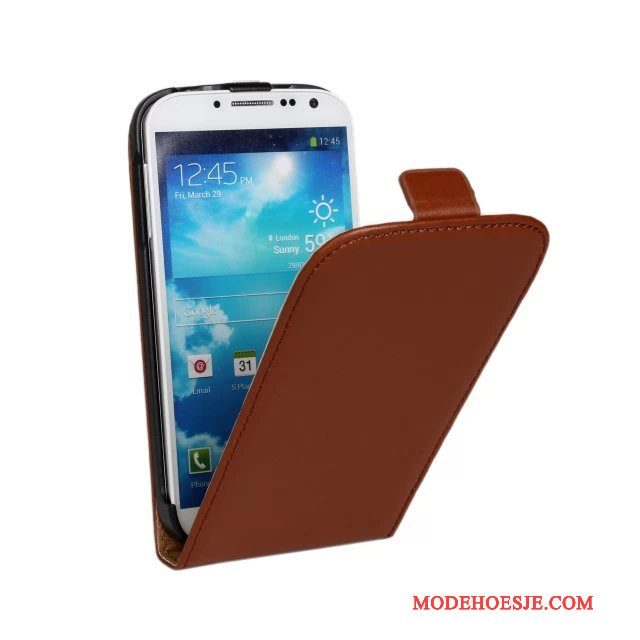 Hoesje Samsung Galaxy S4 Leer Telefoon Lichtblauw, Hoes Samsung Galaxy S4 Bescherming