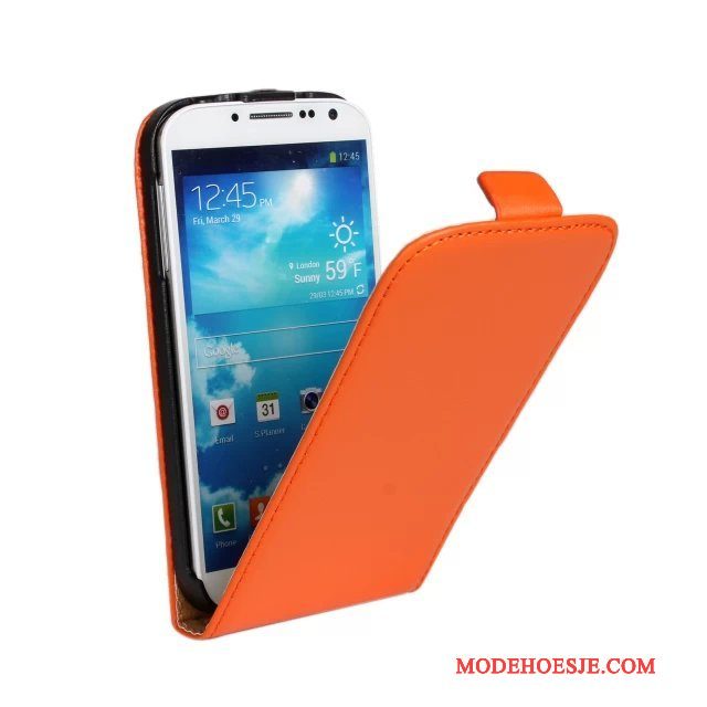 Hoesje Samsung Galaxy S4 Leer Telefoon Lichtblauw, Hoes Samsung Galaxy S4 Bescherming