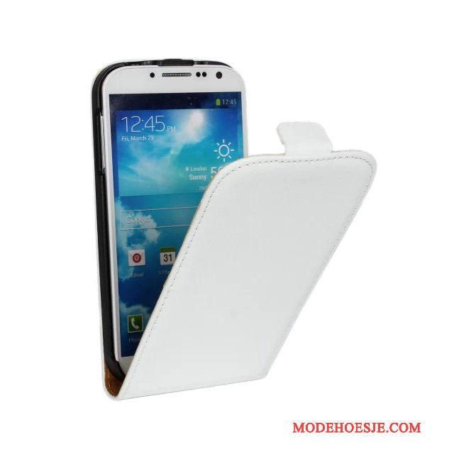 Hoesje Samsung Galaxy S4 Leer Telefoon Lichtblauw, Hoes Samsung Galaxy S4 Bescherming