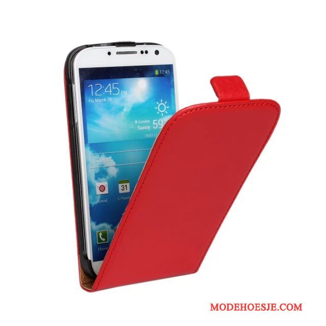 Hoesje Samsung Galaxy S4 Leer Telefoon Lichtblauw, Hoes Samsung Galaxy S4 Bescherming