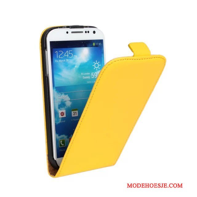 Hoesje Samsung Galaxy S4 Leer Telefoon Lichtblauw, Hoes Samsung Galaxy S4 Bescherming