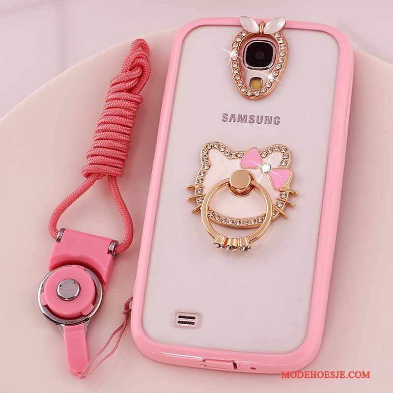 Hoesje Samsung Galaxy S4 Siliconen Doorzichtig Hanger, Hoes Samsung Galaxy S4 Bescherming Telefoon Roze