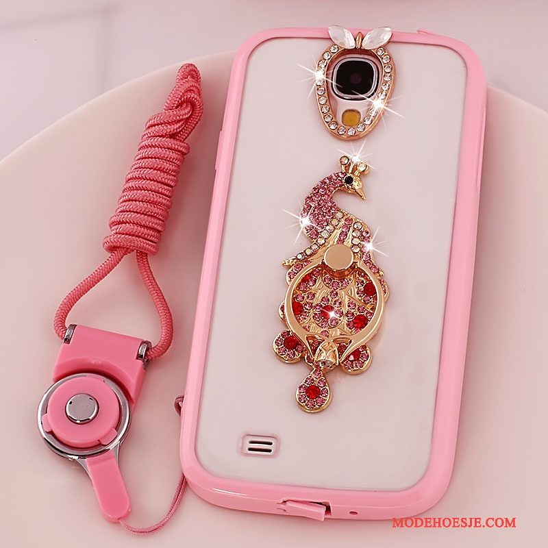 Hoesje Samsung Galaxy S4 Siliconen Doorzichtig Hanger, Hoes Samsung Galaxy S4 Bescherming Telefoon Roze