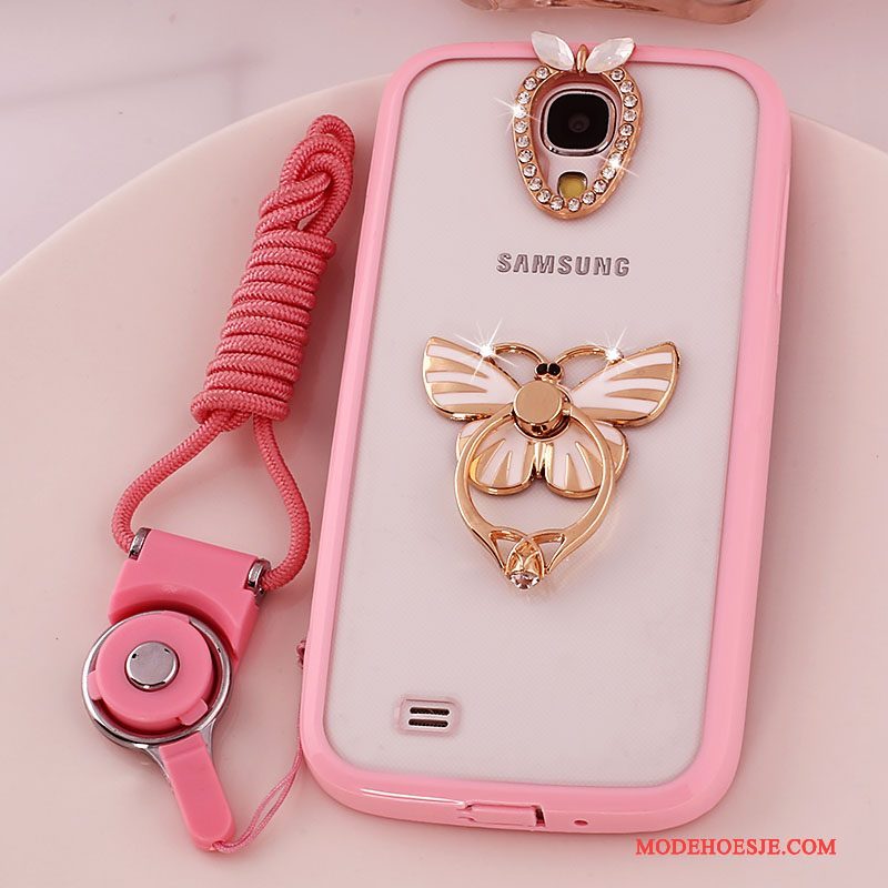 Hoesje Samsung Galaxy S4 Siliconen Doorzichtig Hanger, Hoes Samsung Galaxy S4 Bescherming Telefoon Roze