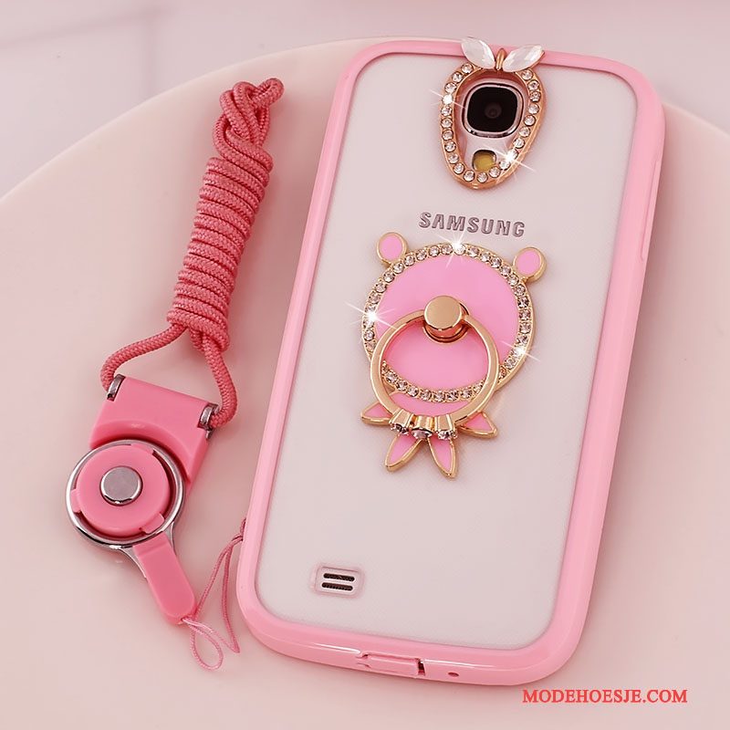 Hoesje Samsung Galaxy S4 Siliconen Doorzichtig Hanger, Hoes Samsung Galaxy S4 Bescherming Telefoon Roze