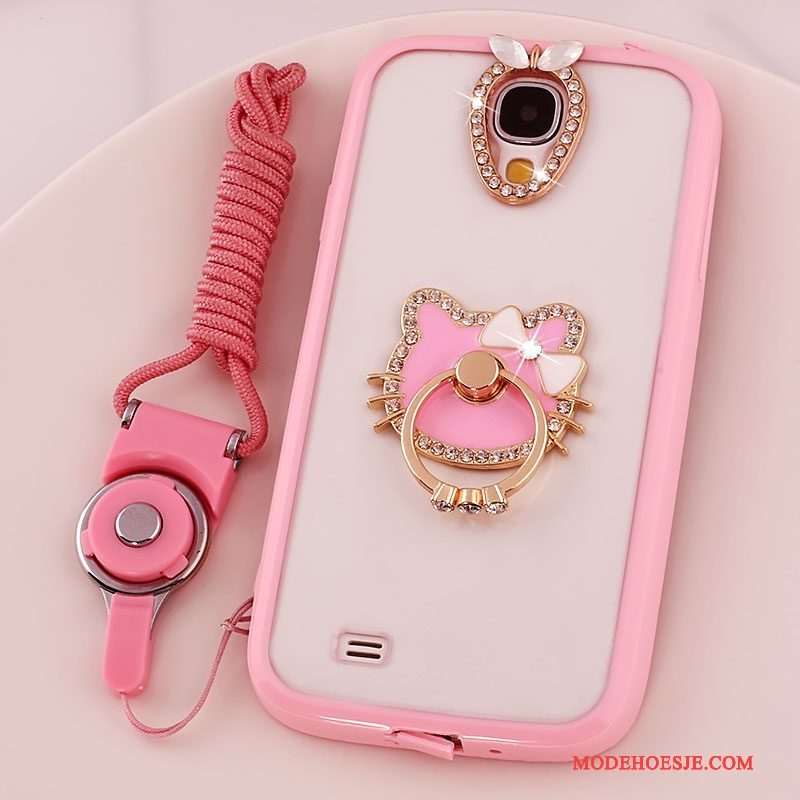 Hoesje Samsung Galaxy S4 Siliconen Doorzichtig Hanger, Hoes Samsung Galaxy S4 Bescherming Telefoon Roze