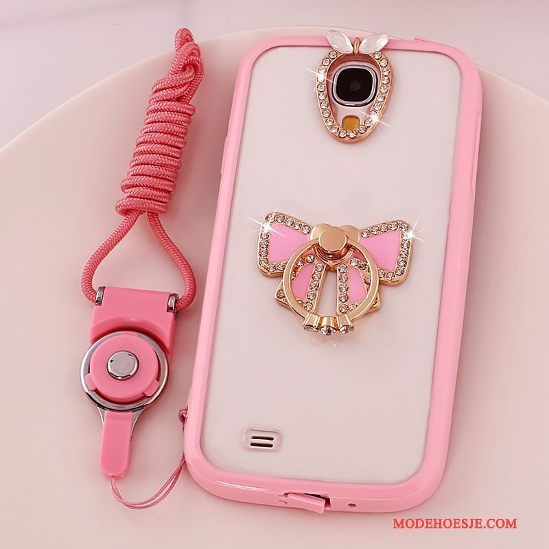 Hoesje Samsung Galaxy S4 Siliconen Doorzichtig Hanger, Hoes Samsung Galaxy S4 Bescherming Telefoon Roze