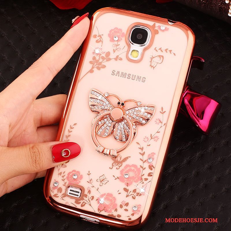 Hoesje Samsung Galaxy S4 Siliconen Telefoon Ring, Hoes Samsung Galaxy S4 Strass Goud
