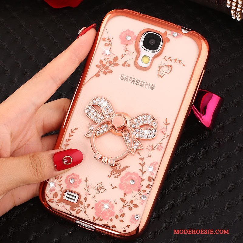 Hoesje Samsung Galaxy S4 Siliconen Telefoon Ring, Hoes Samsung Galaxy S4 Strass Goud