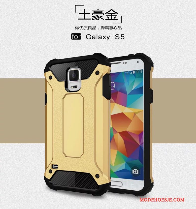 Hoesje Samsung Galaxy S5 Metaal Zilver Anti-fall, Hoes Samsung Galaxy S5 Zakken Drie Verdedigingen Gasbag